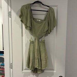 Green Flowy Soft Cutout Dress